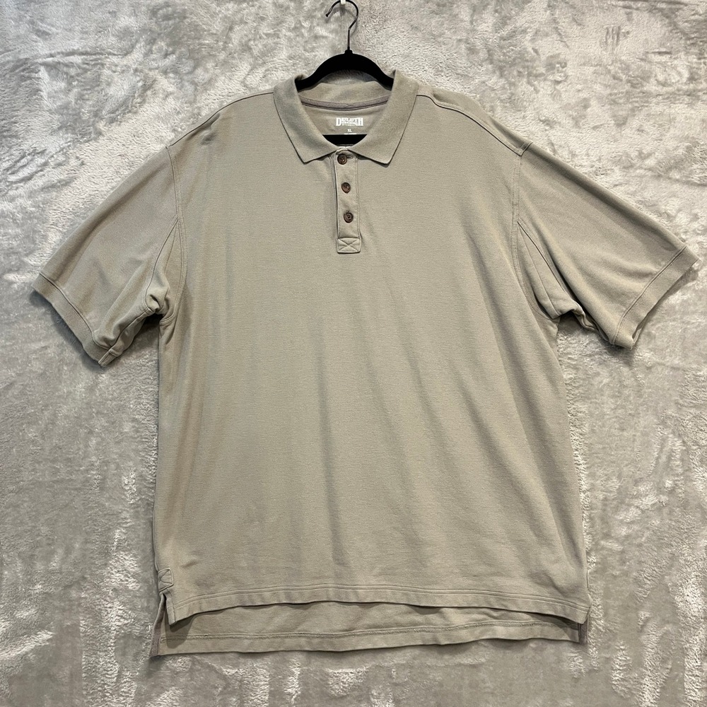 Duluth Trading Co Polo Shirt Mens XL Gray Short Sleeve Cotton Pique Pockets